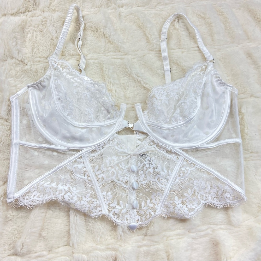 NWOT For Love and Lemons white delicate lace bustier bra top 12030
